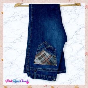 Calvin Klein Dark Wash 90s Bootcut Jeans Plaid Patch Pocket Women’s Size 6